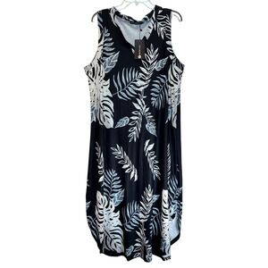 ZILCREMO Tropical Sleeveless Maxi Dress Women's XXL Black Vacation Hawaii Resort